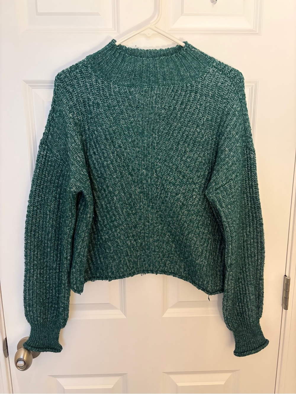 SO Emerald Teal Marled Ribbed Mock Neck Sweater Large